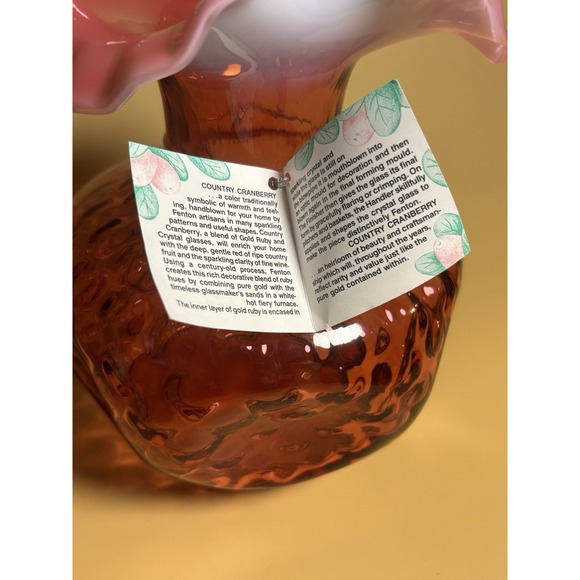 Fenton Art Glass Country Cranberry Vase Ruffled Edge Handcrafted with gold - Picture 6 of 15
